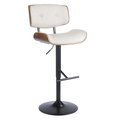 Lumisource Lombardi Adjustable Swivel Barstool in Walnut with Cream Faux Leather BS-JY-LMB WL+CR